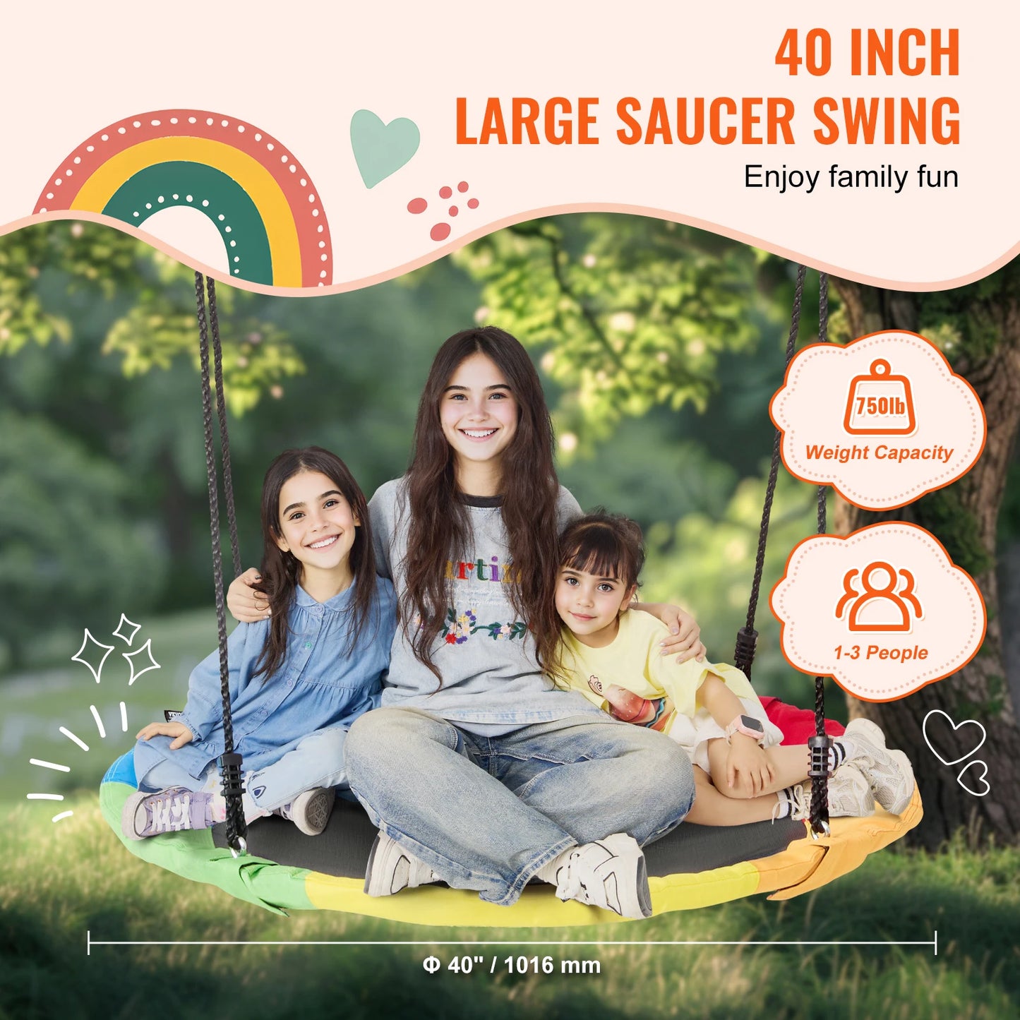 SucceBuy Saucer Tree Swing For Outdoor Family Fun And Convenience
