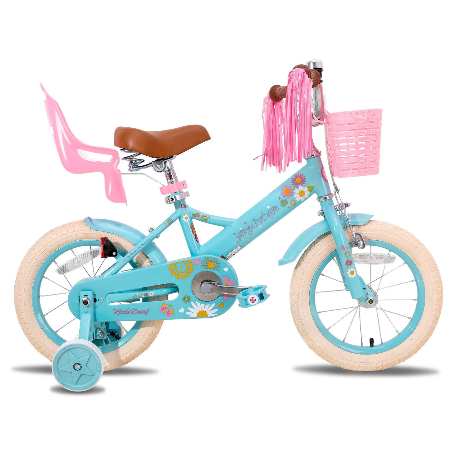 Girls Bike For Ages 2 To 7 With Doll Carrier, Streamers, Basket, Training Wheels