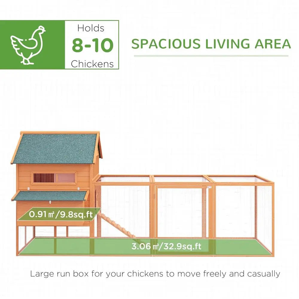 Large Wooden Chicken Coop with Nesting Box and Run for 8-10 Hens, great family learning on raising chickens.
