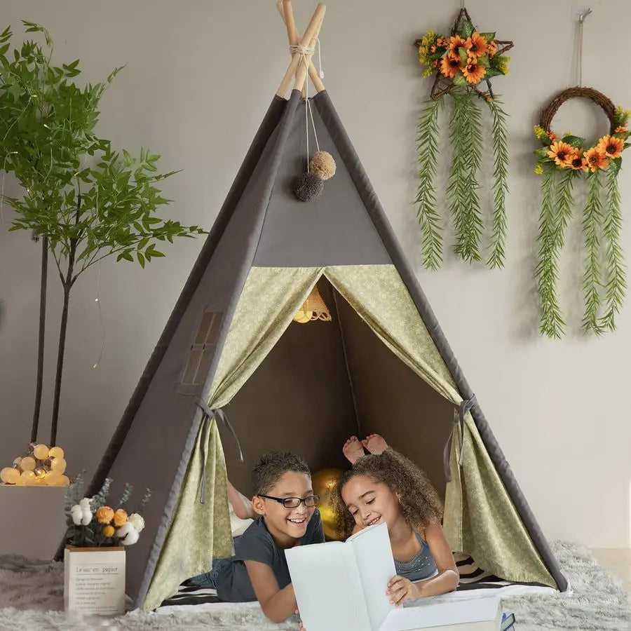 Tee Pee Style Play Tent for Quiet Play.  Foldable With Carry Case