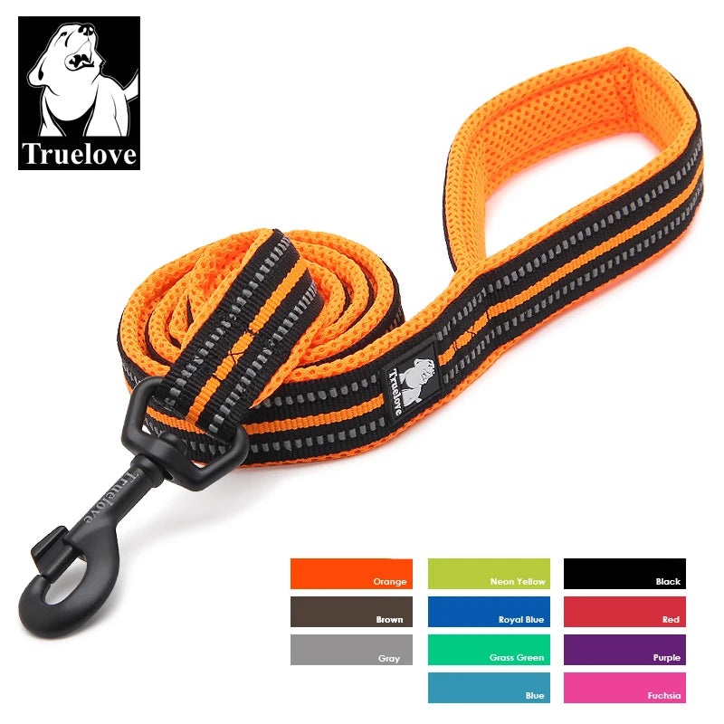 Soft Reflective Pet Leash of Nylon Mesh and Padded Handle for Safe and Comfortable Dog Walks