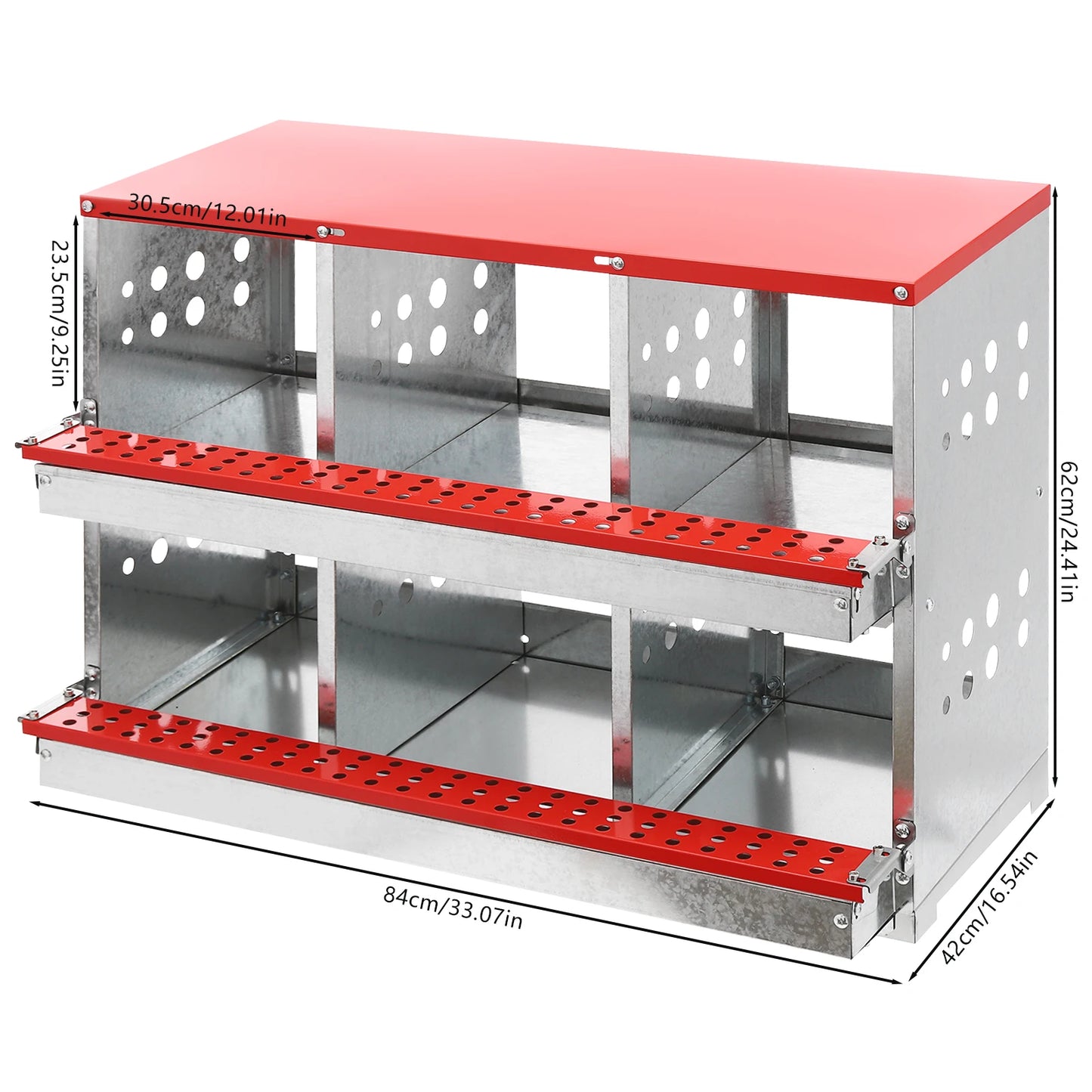 Two Tier Metal Chicken Nesting Boxes Galvanized Steel Six Compartments