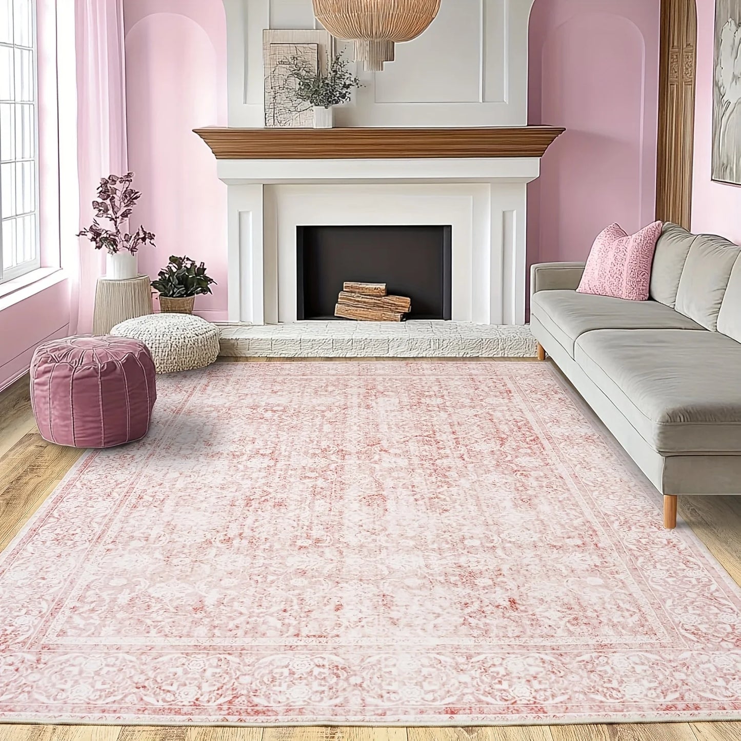 Vintage Floral Area Rug, Washable adding Charm to any Room