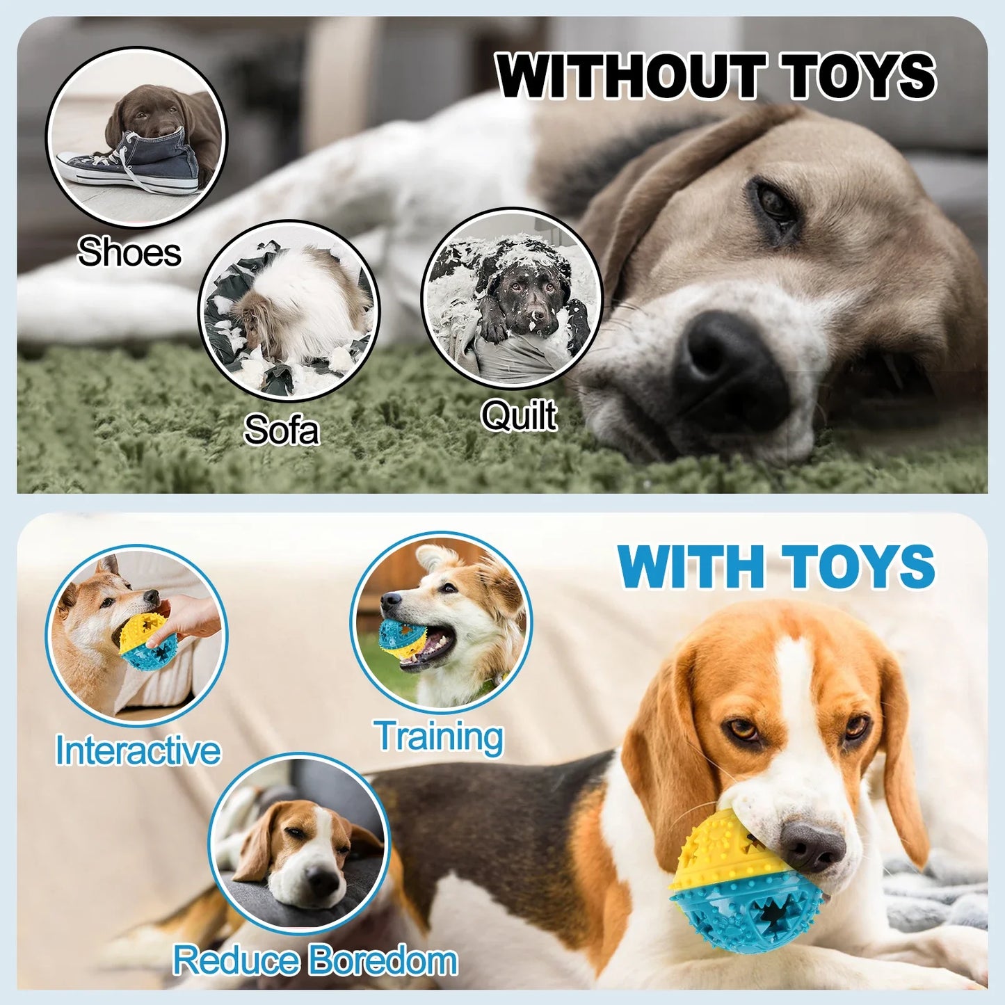 COOLPLAY Dog Chew Toys Anti Bite Interactive Teeth Cleaning Ball