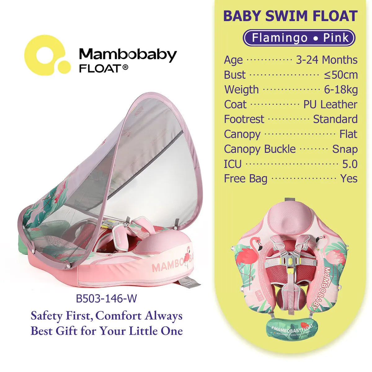Non-Inflatable Baby Pool Float With Parasol for Adult Supervised Pool time with Littles