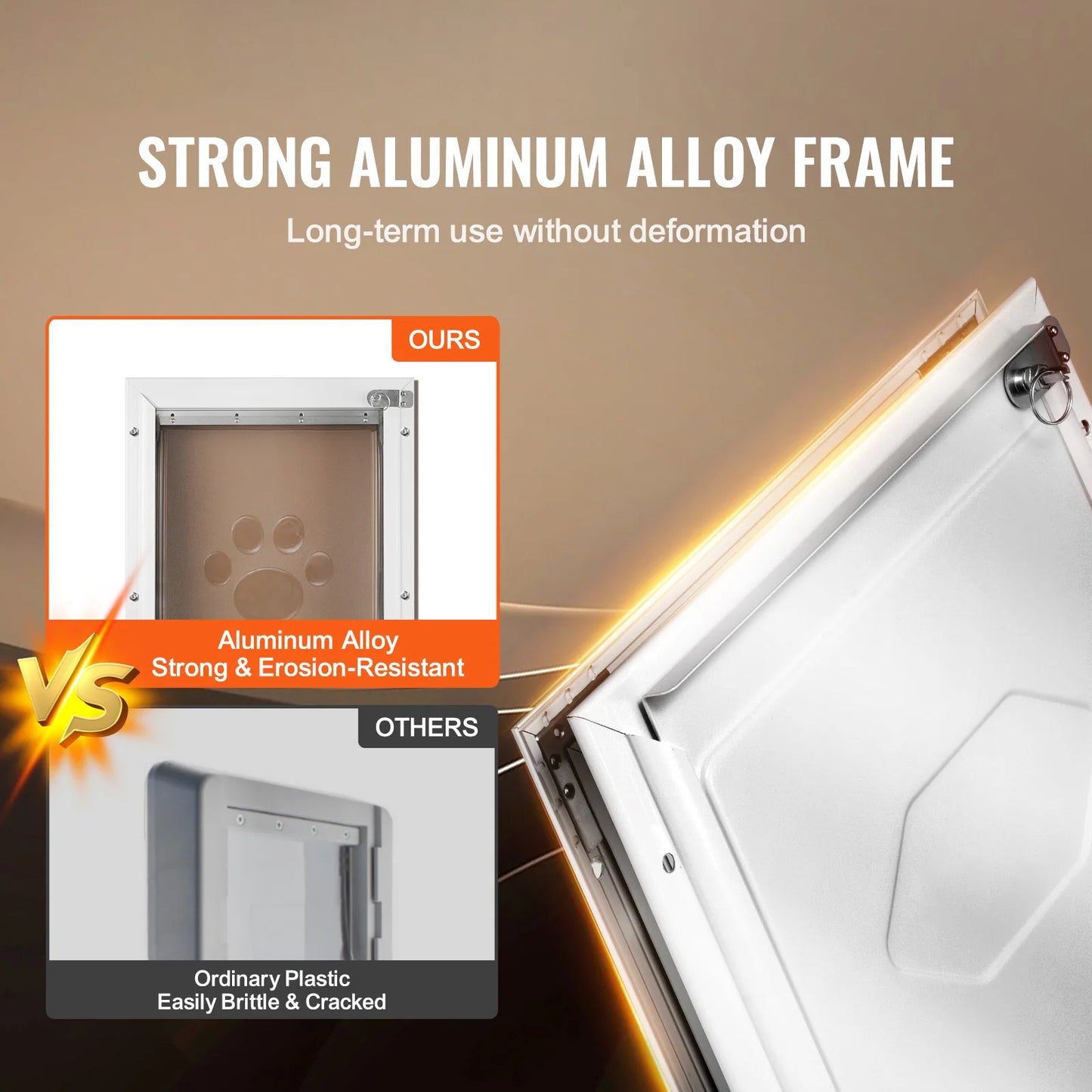 Pet Door Aluminum Frame with Lock and Flap System, Weatherproof Doggy Door Easy to Install in Interior or Exterior Doors