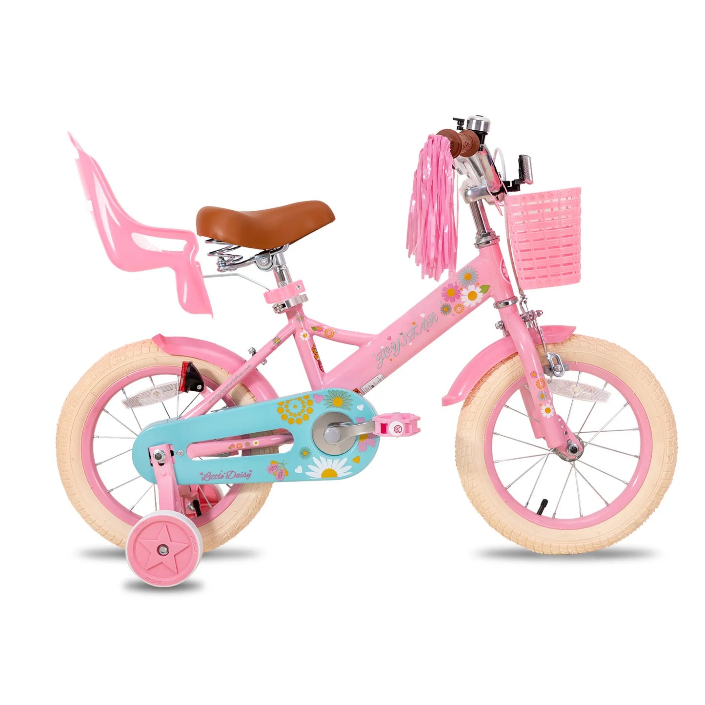 Girls Bike For Ages 2 To 7 With Doll Carrier, Streamers, Basket, Training Wheels