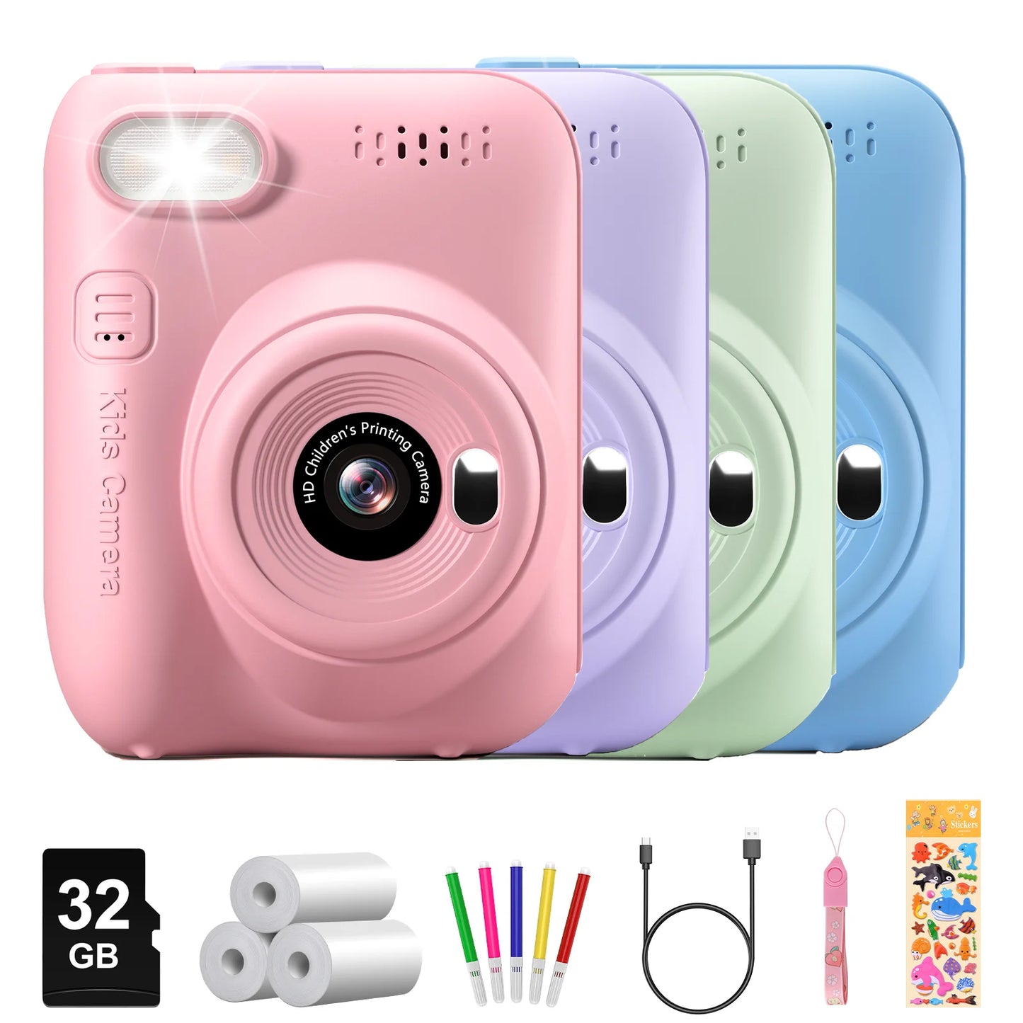 Instant Print Camera for Kids, 3.0" Kids Camera for 5-12 Years,  HD 1080P Digital Camera with 3 Rolls of Printer Paper for early exposure to creative photography.