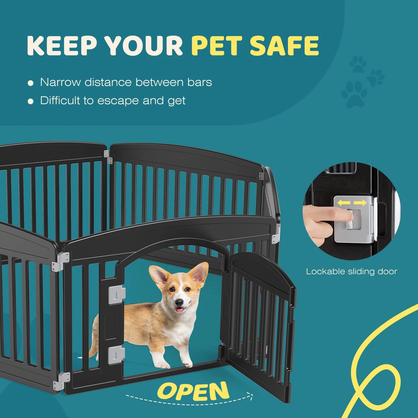 Plastic Dog Playpen For Indoor Outdoor Safe Space for Pets,  Folding Portable Expandable