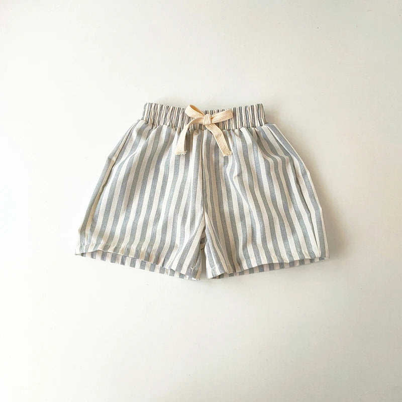 Unisex Kids Linen Cotton Shorts For Summer Casual Wear