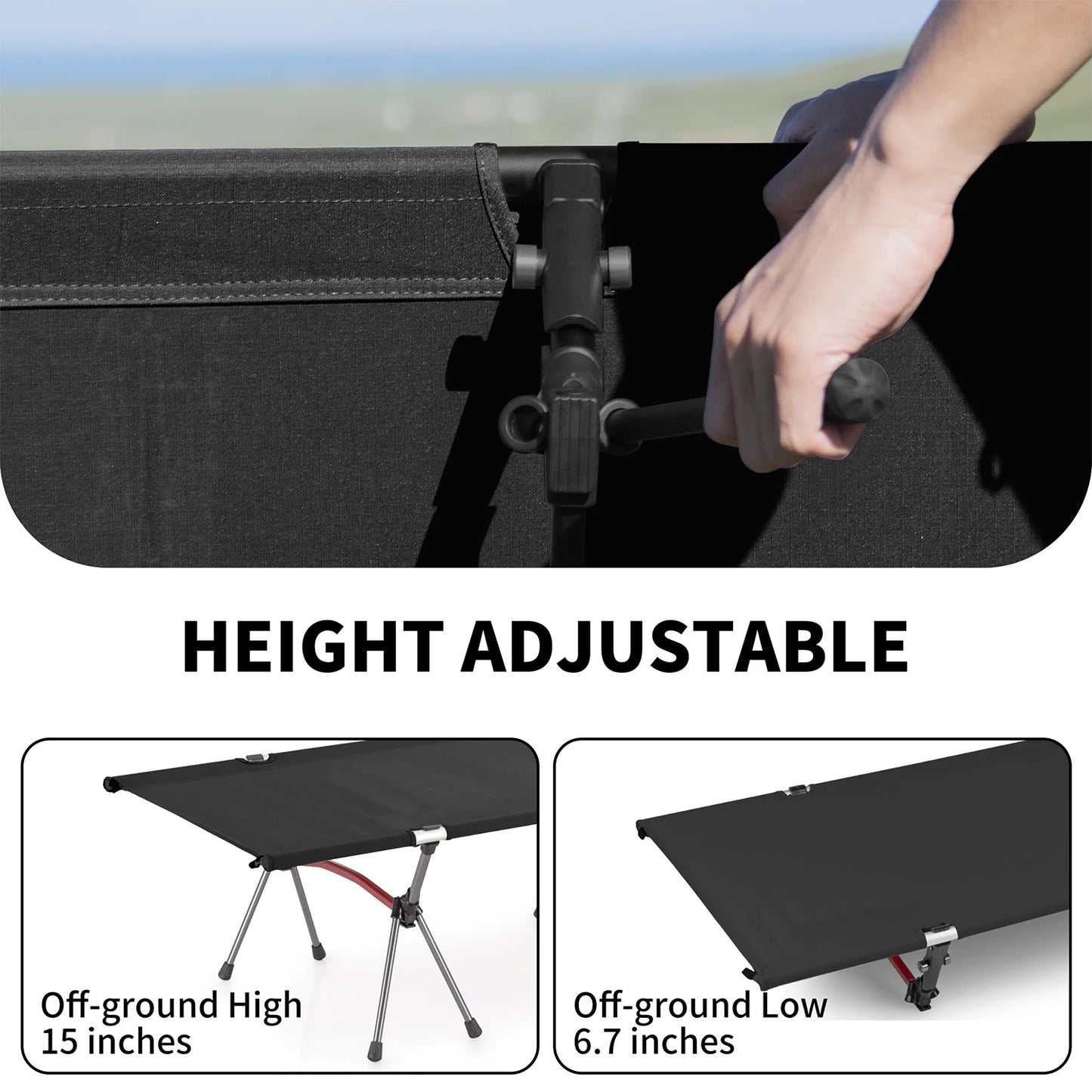 Sturdy Camping Cot, Ultra Light Aluminum Folding Bed For Outdoors, Patios, Camping trips