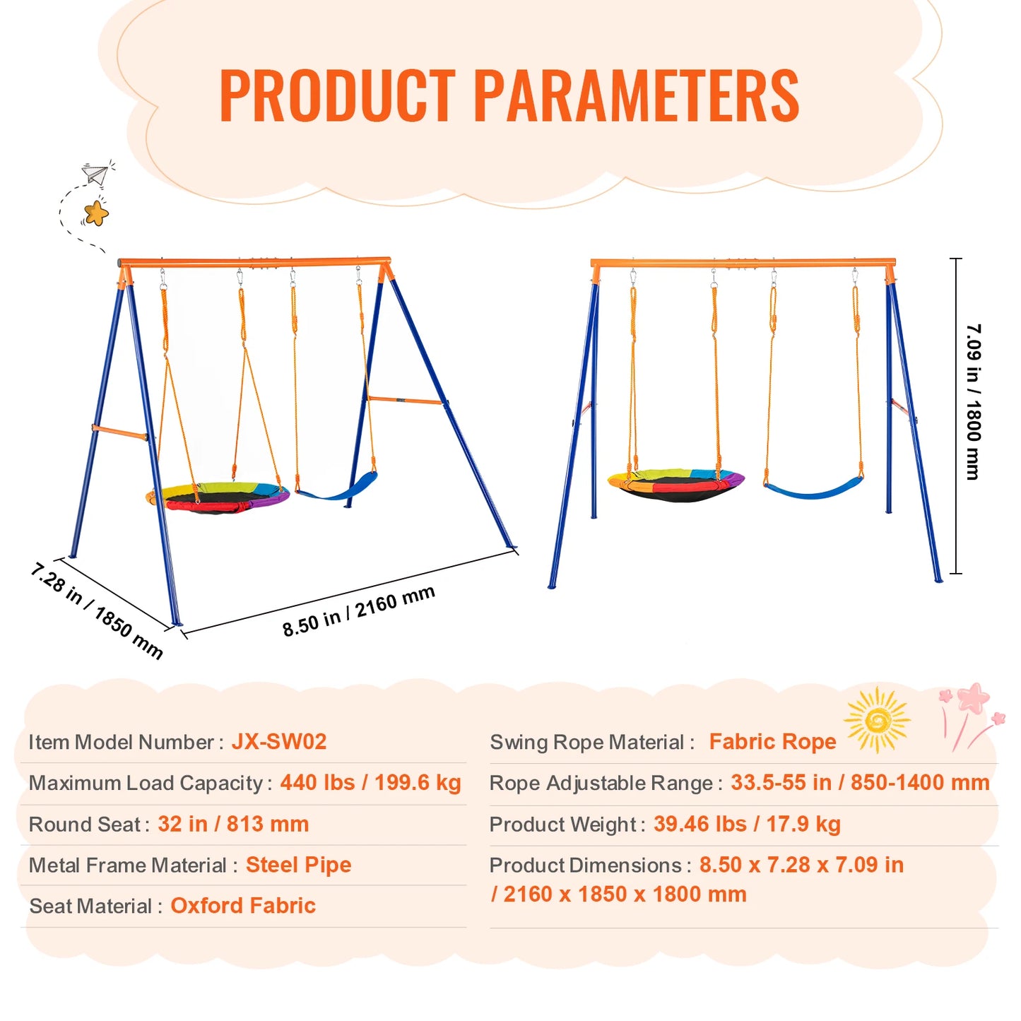 SucceBuy Backyard Swing Set With Saucer Swing And Belt Swings