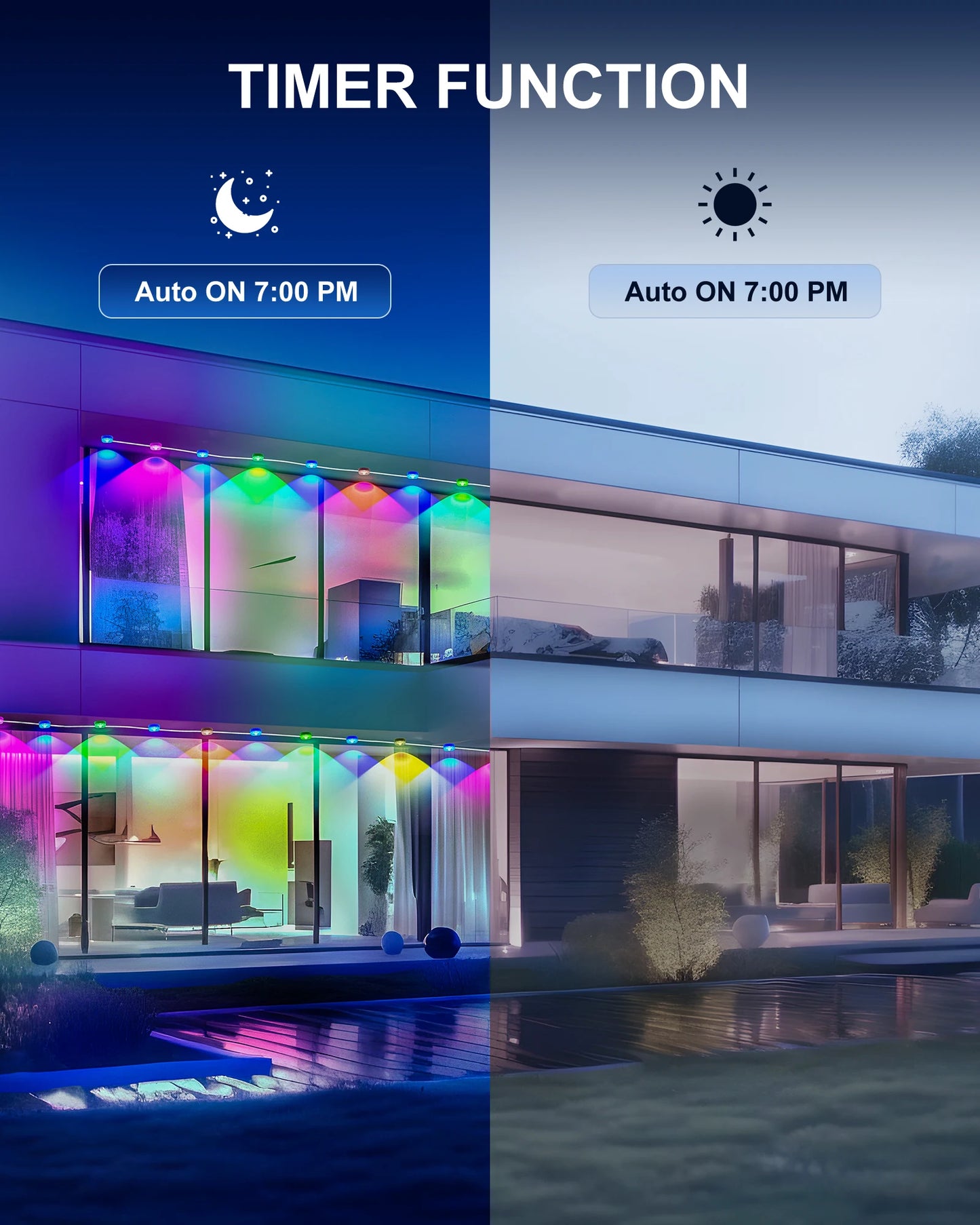 Permanent Outdoor Lights, 100ft/150FT Festive Lights with 60/90 LED Lights, Waterproof, 100 Scene Modes