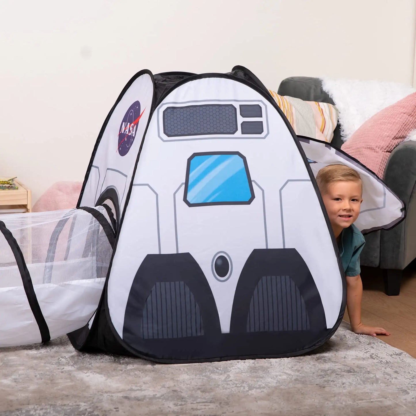 Rocket Ship Play Tents, Pop up Play house with Tunnel, 3-Piece Play Tent for Kids Pretending a Rocket Ship Adventure. Makes great gift for Kinders who enjoy Pretending!