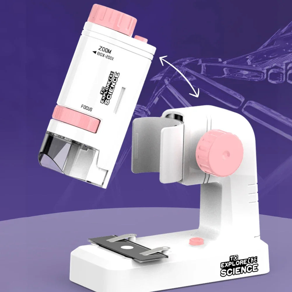 Handheld Microscope Kit With LED Light For Learning in the Great Outdoors, uses batteries for best hands-on discovery