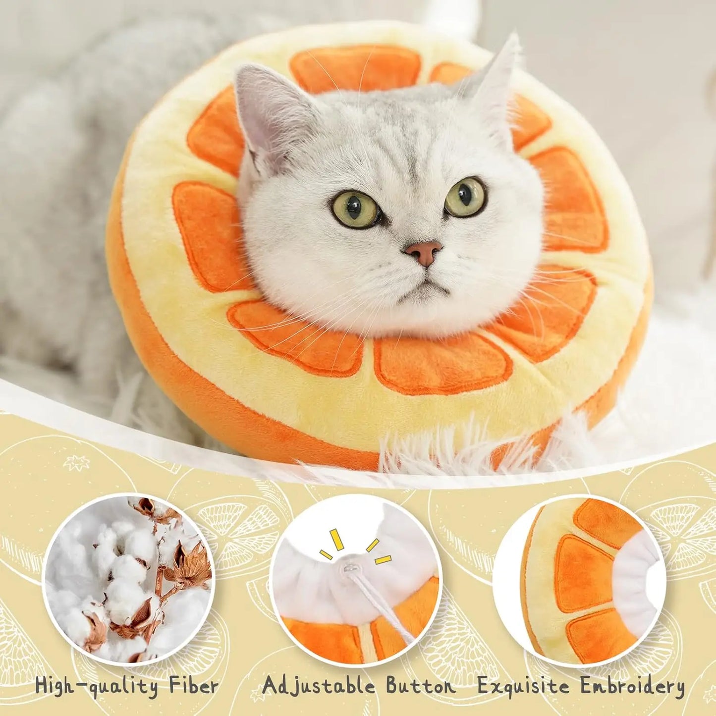 Adjustable Cat Recovery Collar, Cute Fruit Shape to use After Surgery or Pet Injury to help Stop Licking