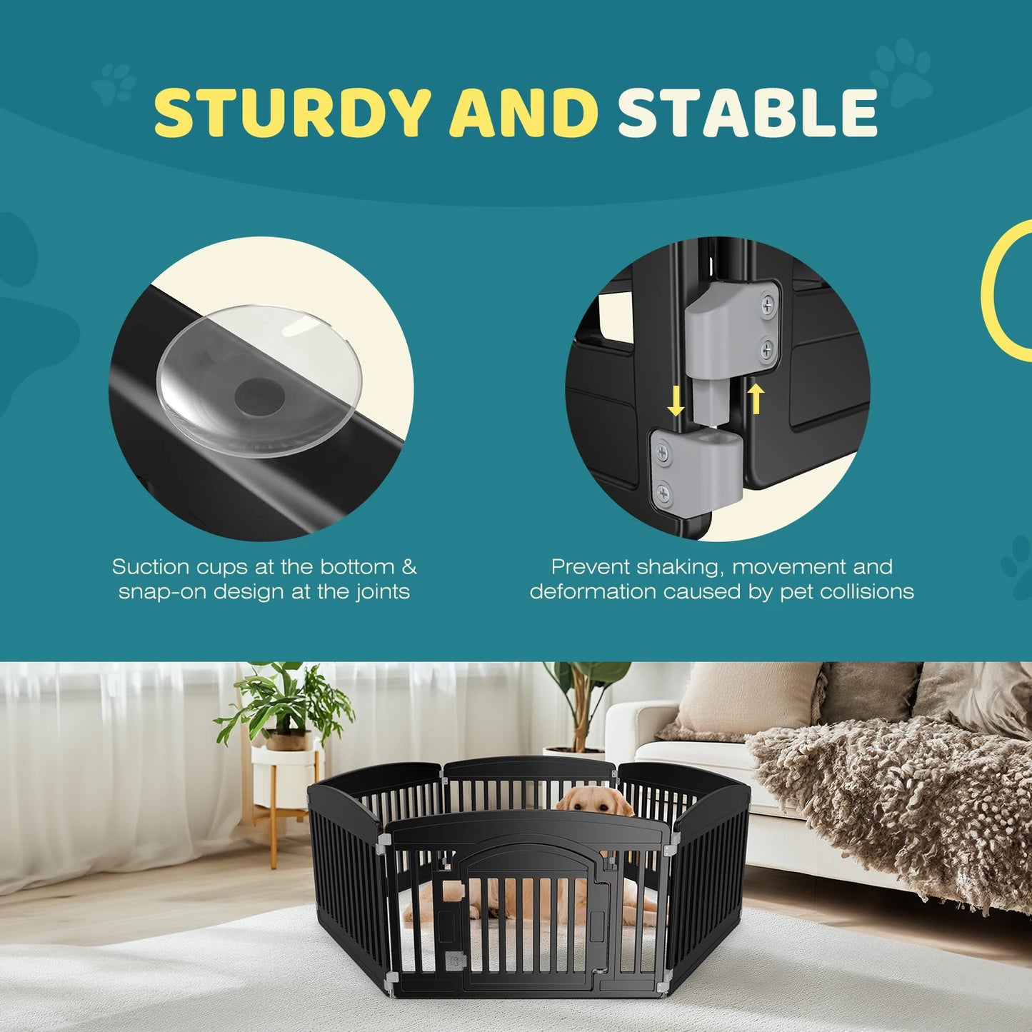 Plastic Dog Playpen For Indoor Outdoor Safe Space for Pets,  Folding Portable Expandable