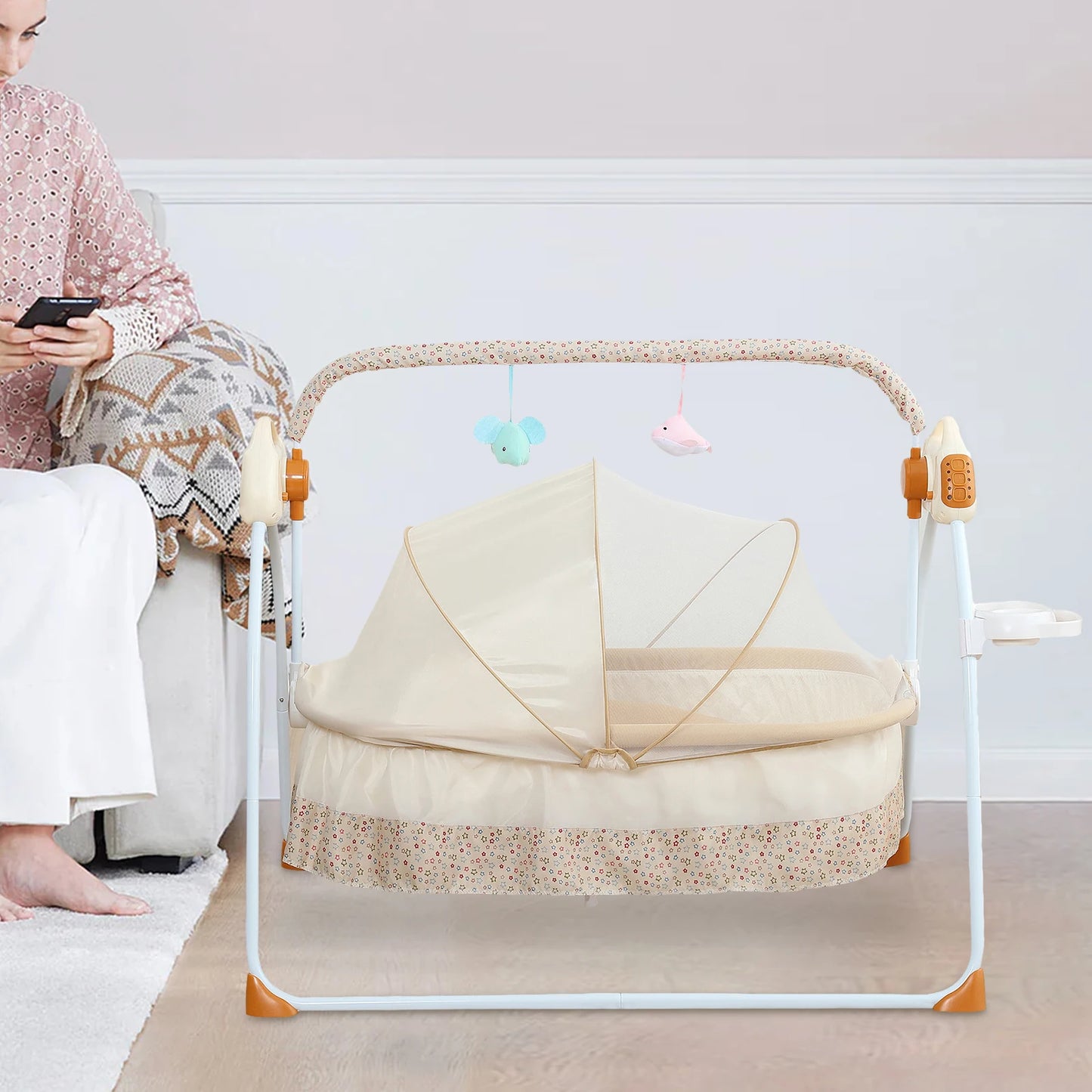 Infant Cradle With Music And Mosquito Net Automatic Swing