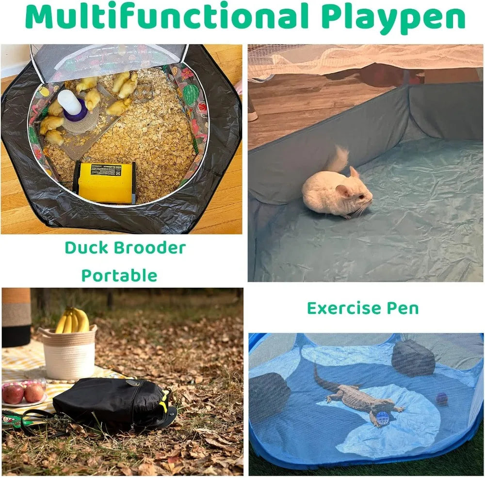 Small Animal Pop Up Playpen With Mesh Cover Indoor Outdoor