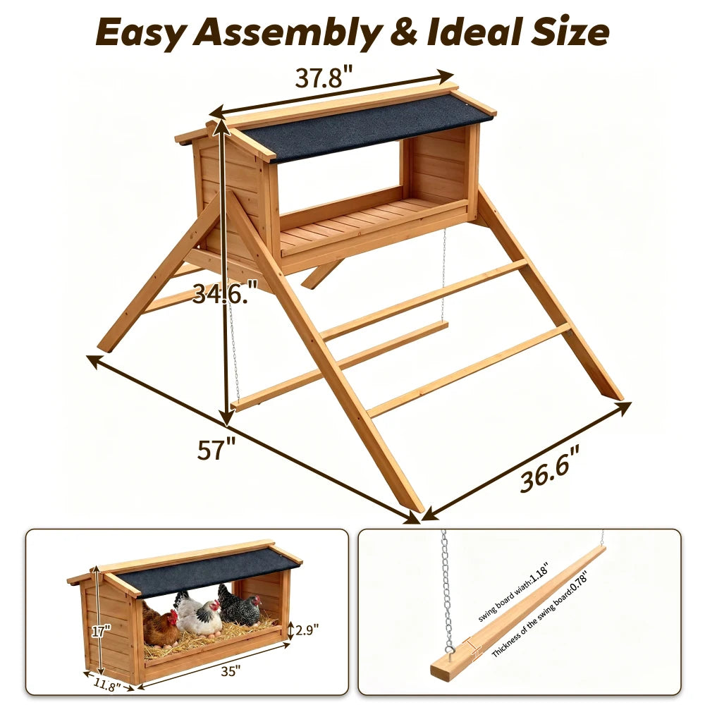 Chicken Nesting Box With Asphalt Roof Perch For Coop