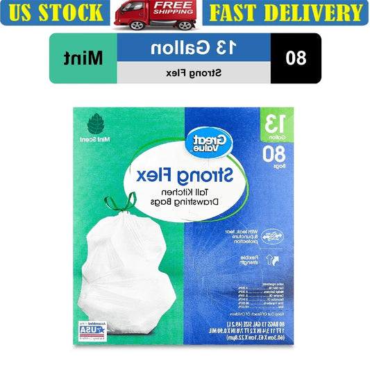 Strong Flex Kitchen Drawstring Trash Bags With Leak Protection For Busy Homes