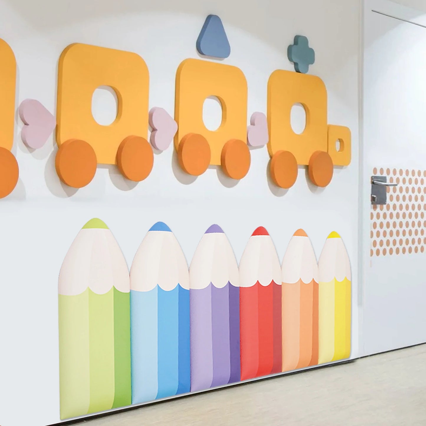 Self-Adhesive Padded 6pc. Crayon Wall Cushions Adding Whimsy to Child Spaces