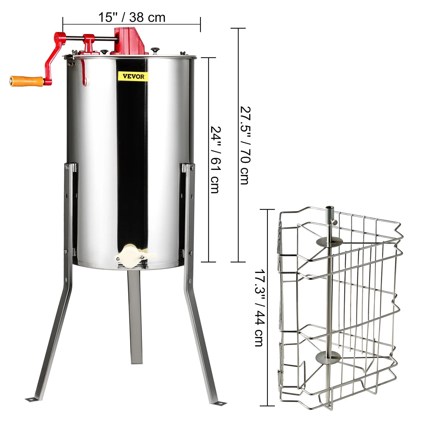 SucceBuy Manual Honey Extractor Stainless Steel Beekeeping Equipment