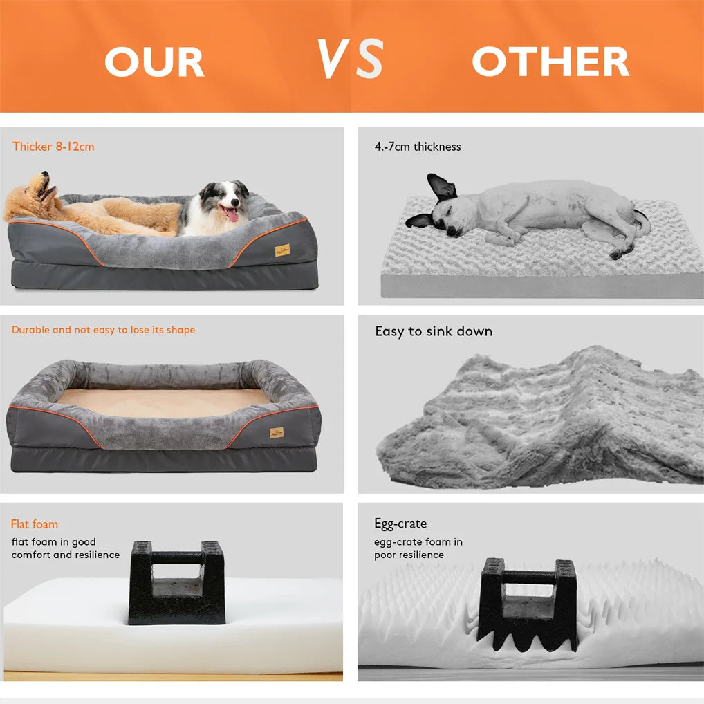 Large Orthopedic Dog Bed with Memory Foam, Waterproof Elevated Bolster with Removable, Washable Cover for your favorite Jumbo Canine
