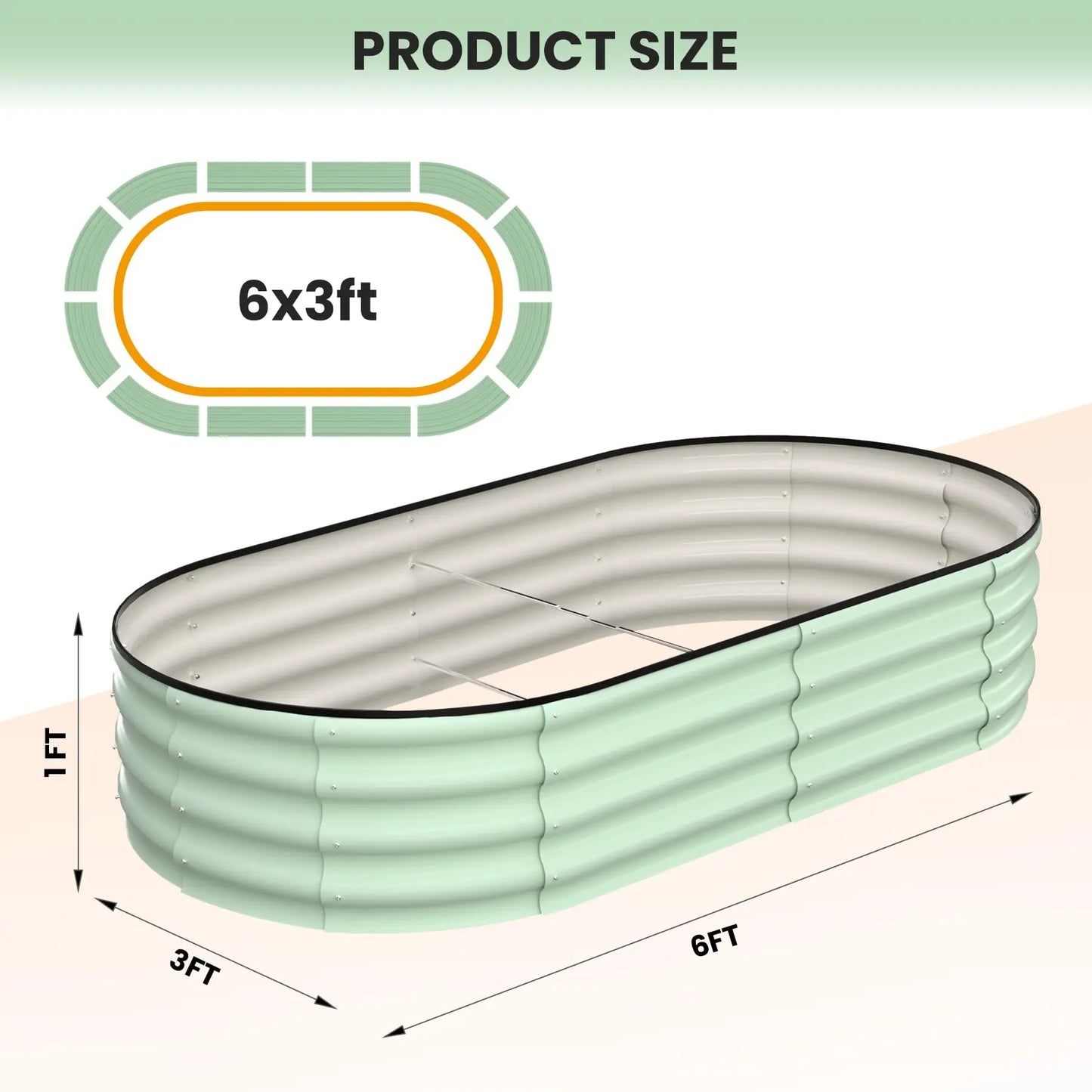 2-Pack Oval Galvanized Steel Raised Garden Bed with Open Base,  Safety Edge Metal Planter Box, Raised Beds for Vegetables, Flowers, Herbs