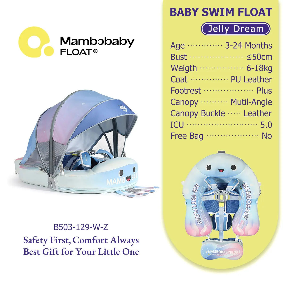 Non-Inflatable Baby Pool Float With Parasol for Adult Supervised Pool time with Littles