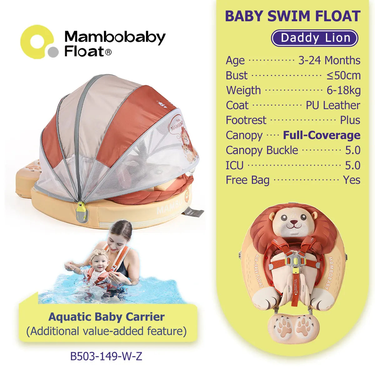 Non-Inflatable Baby Pool Float With Parasol for Adult Supervised Pool time with Littles