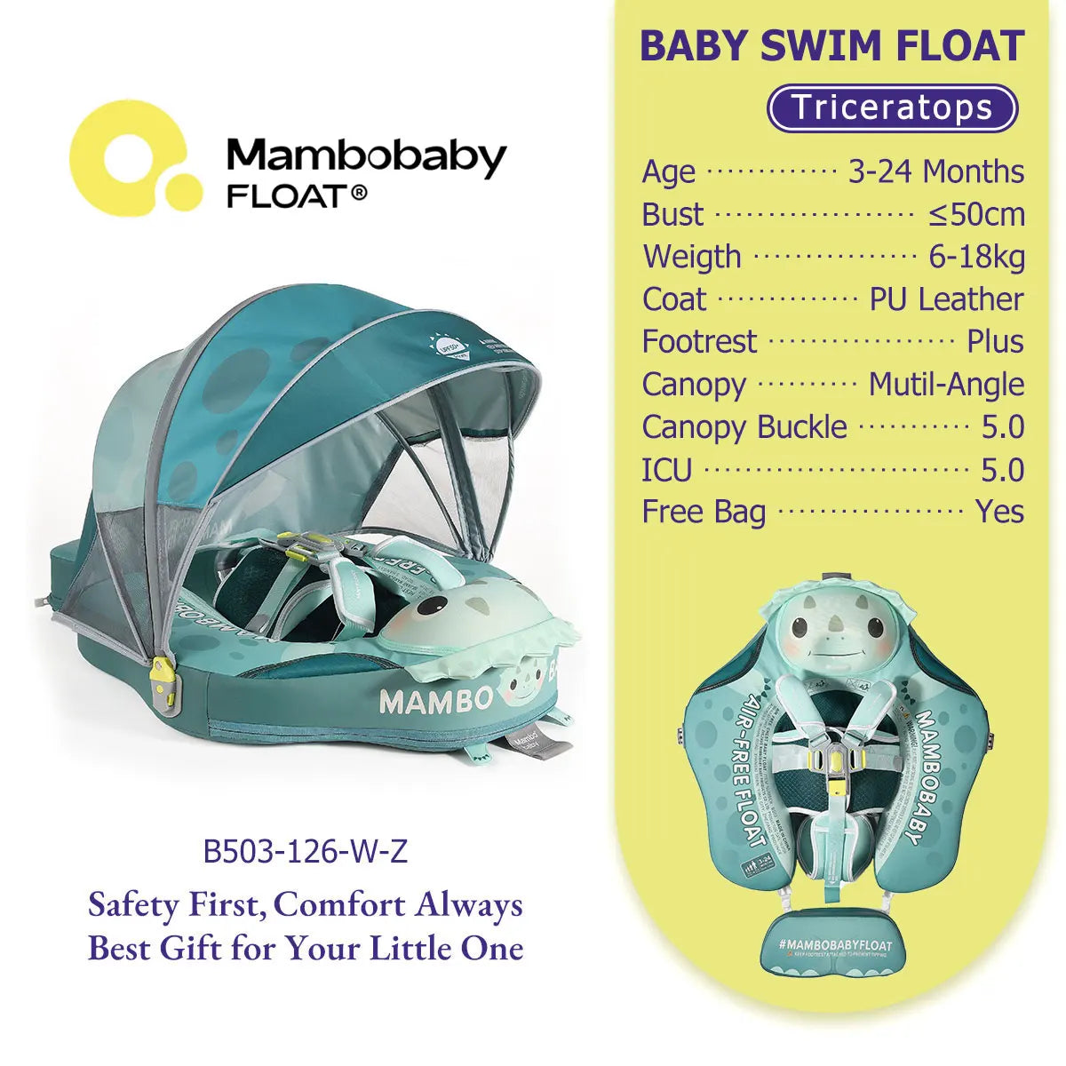 Non-Inflatable Baby Pool Float With Parasol for Adult Supervised Pool time with Littles