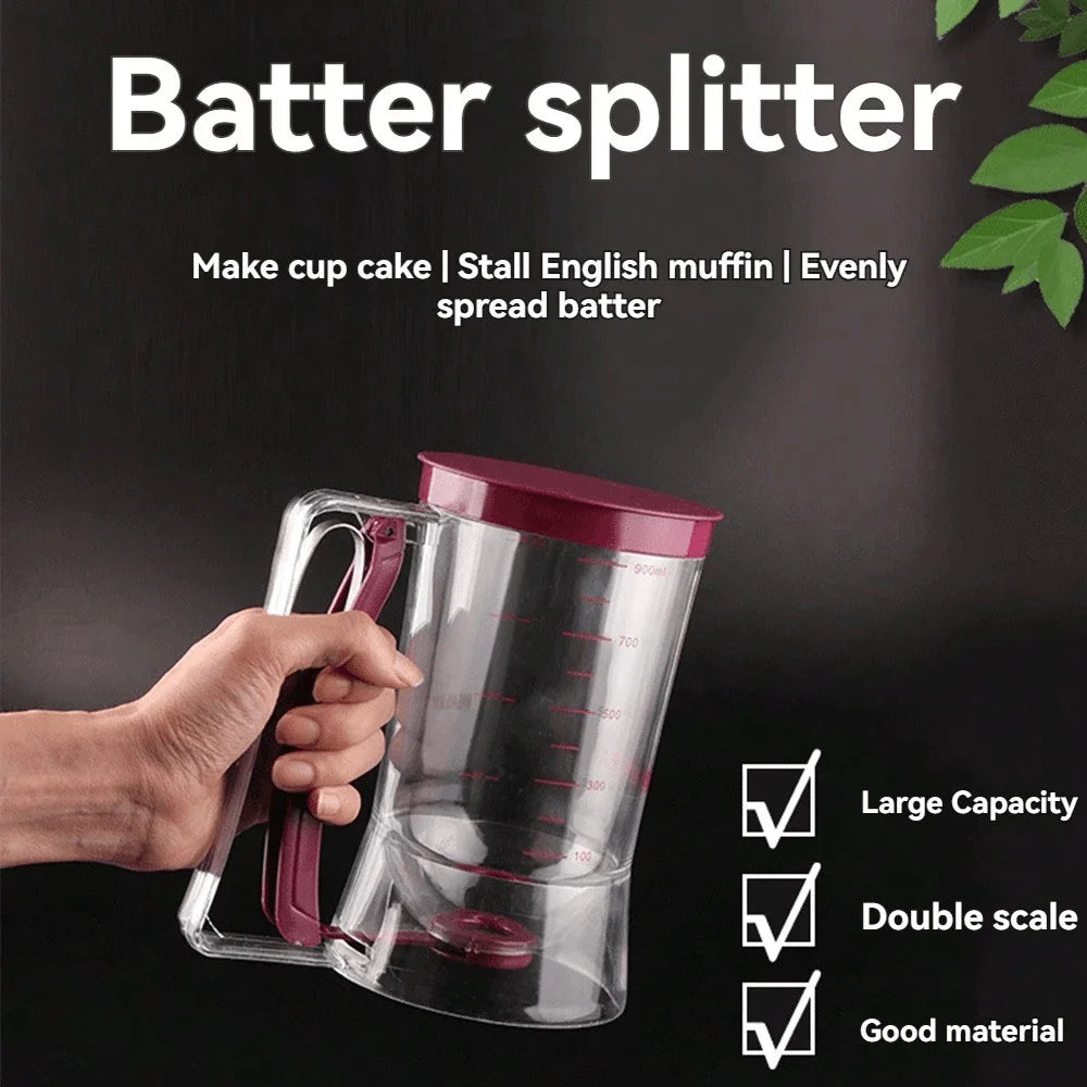 Pancake Batter Dispenser With Handle, Pairs with mini Pancake griddle, Batter Mixing Dispenser, Perfect For Pancakes, Cupcakes, Waffles, Muffin Batter, Cakes, use with Cupcake Liners. A great Kitchen Tool for Family Gathering