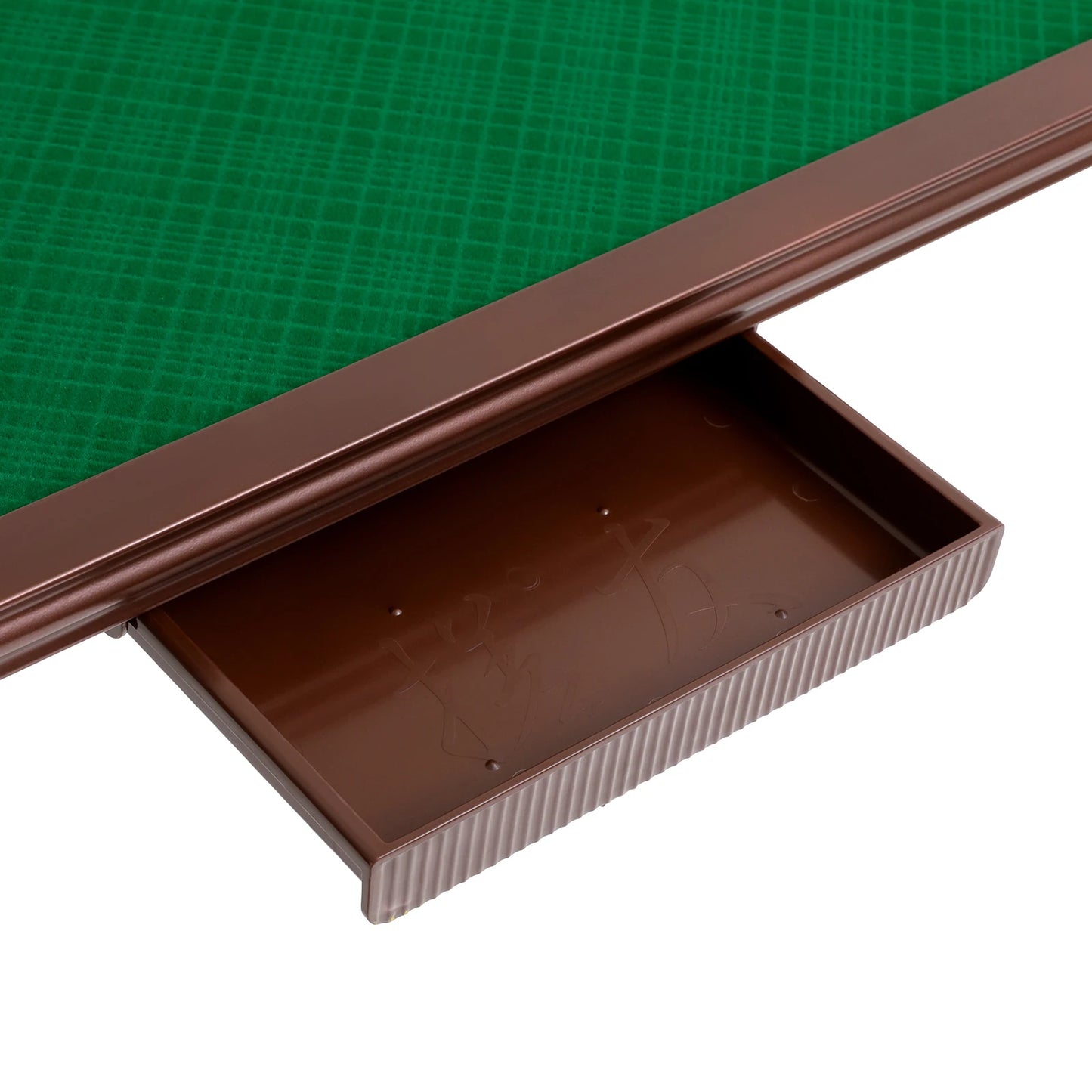 Foldable Square Mahjong Table- Wood Board Velvet Desktop with Plastic Steel Frame, Noise Reduction Anti-slip Table Leg, Rounded Safe Corners, Built-in 4 Cup Holders & 4 Hidden Storage Drawers. Raised Anti-slip Edge for games.