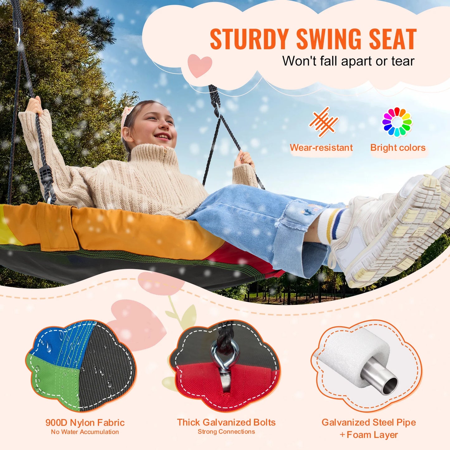 SucceBuy Saucer Tree Swing For Outdoor Family Fun And Convenience