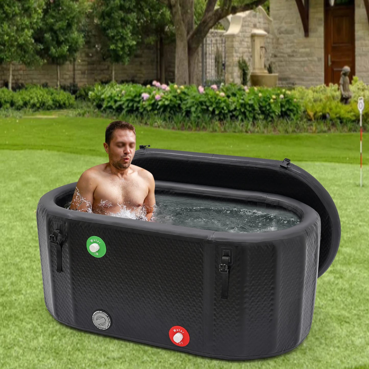 370L Inflatable Cold Plunge Tub,  Portable, Inflatable  w/Insulated Lid for reducing inflammation and promoting wellness.