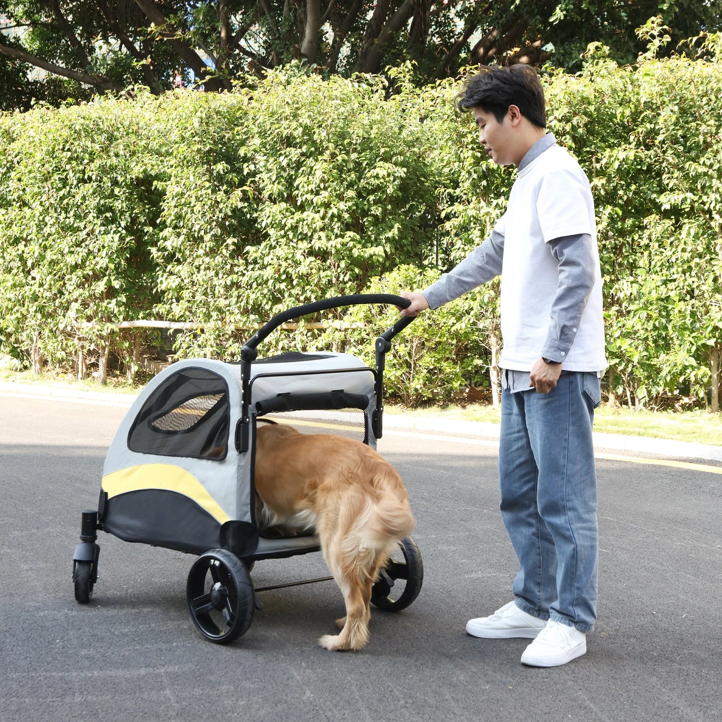 Portable Four Wheel Dog Stroller Foldable Travel Carrier