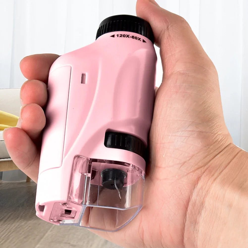 Handheld Microscope Kit With LED Light For Learning in the Great Outdoors, uses batteries for best hands-on discovery
