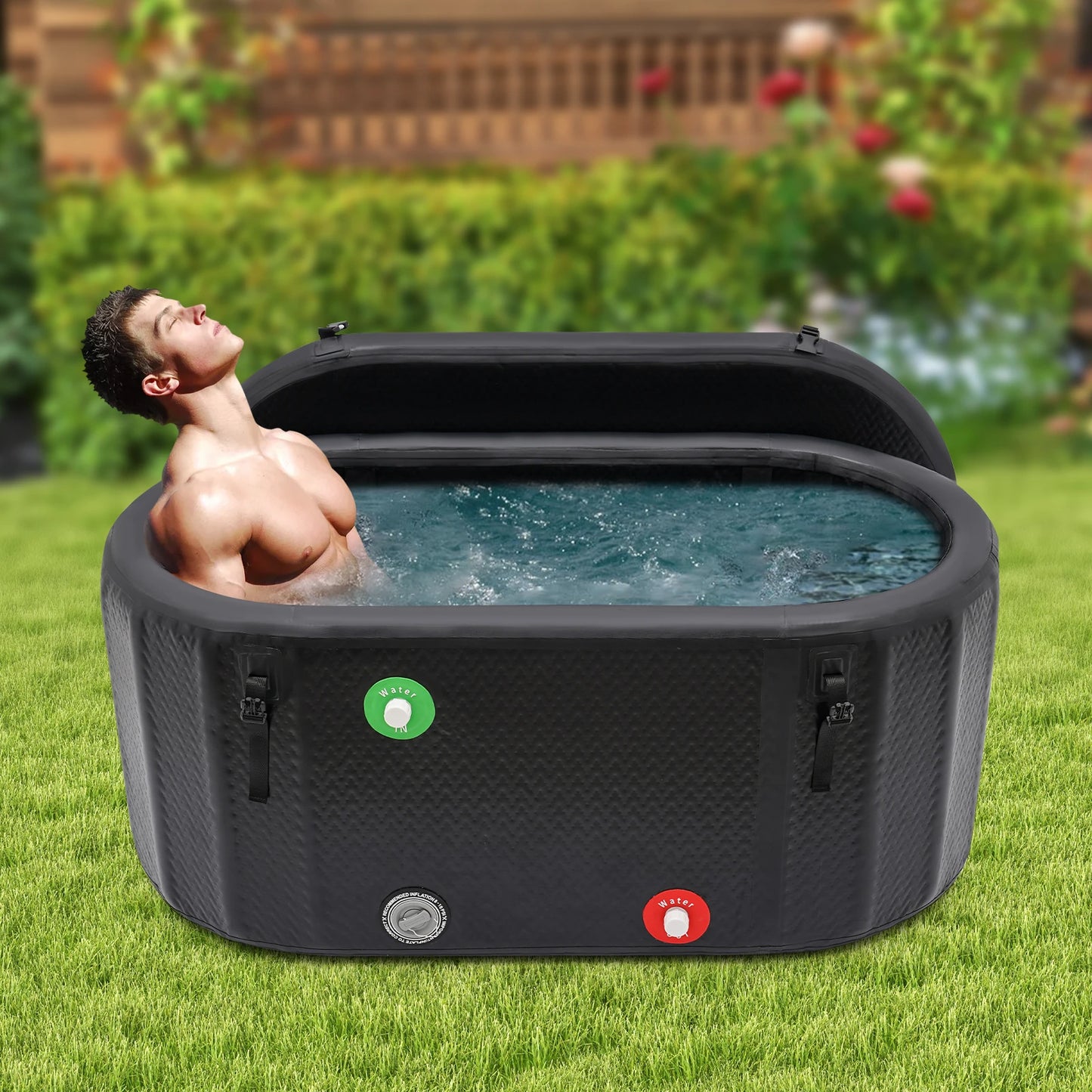 370L Inflatable Cold Plunge Tub,  Portable, Inflatable  w/Insulated Lid for reducing inflammation and promoting wellness.