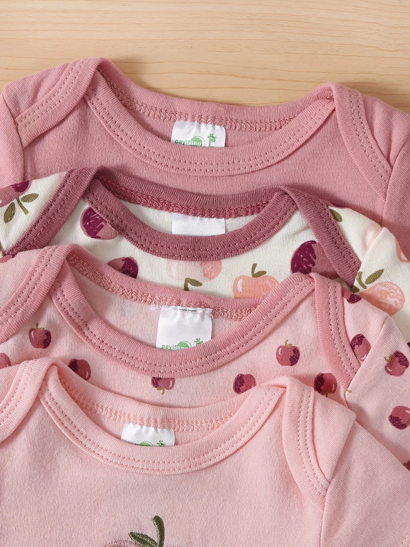 4pc Set Of Baby Girl Short Sleeved Cotton Onezies,  Perfect for keeping cool in Summer or layering under shirts and pants for cooler weather.