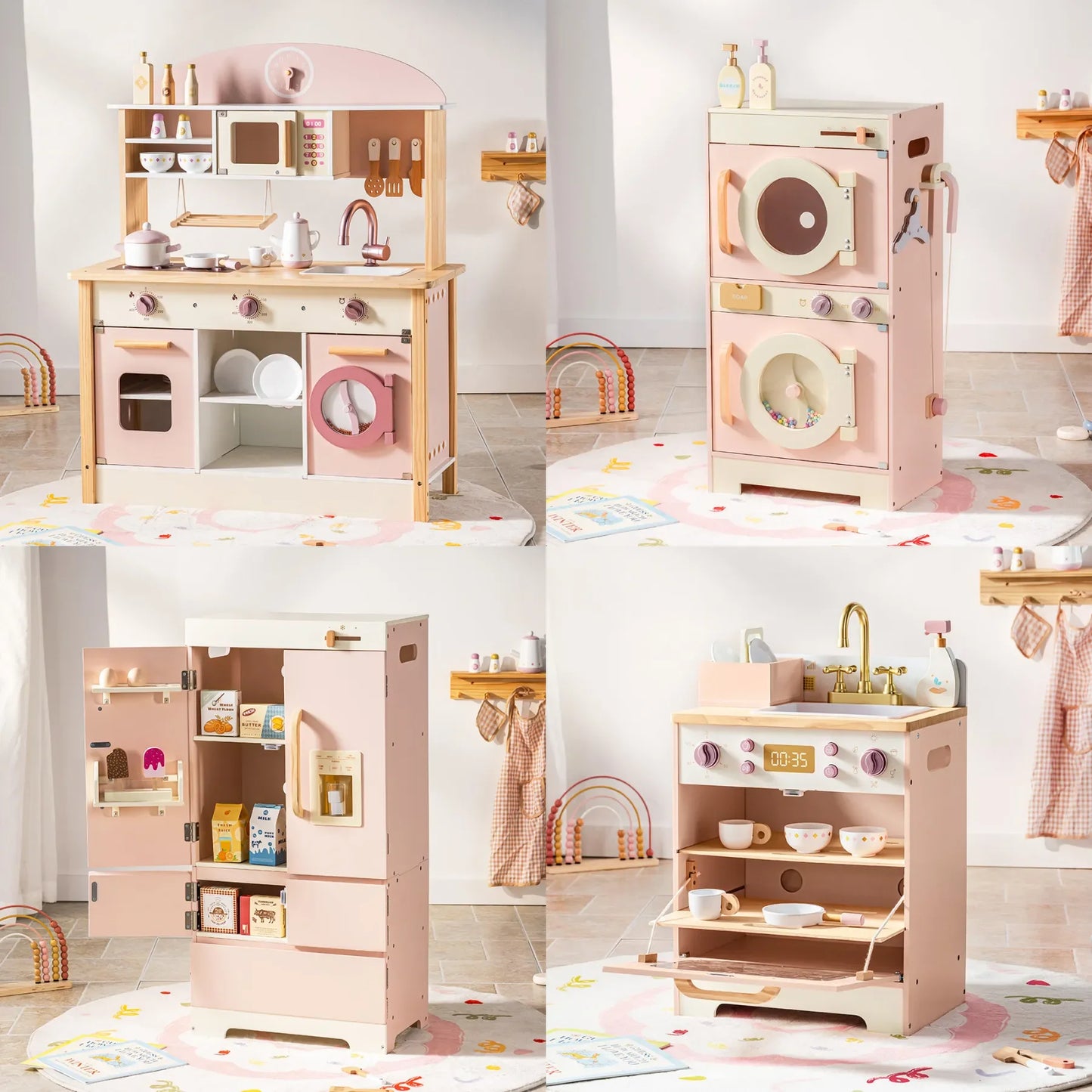 Kid's Kitchen Wooden Playset with Realistic Sound, Promotes Imaginative Play for Boys and Girls, ages toddler to age 7. Great gift for Birthdays and Holidays.