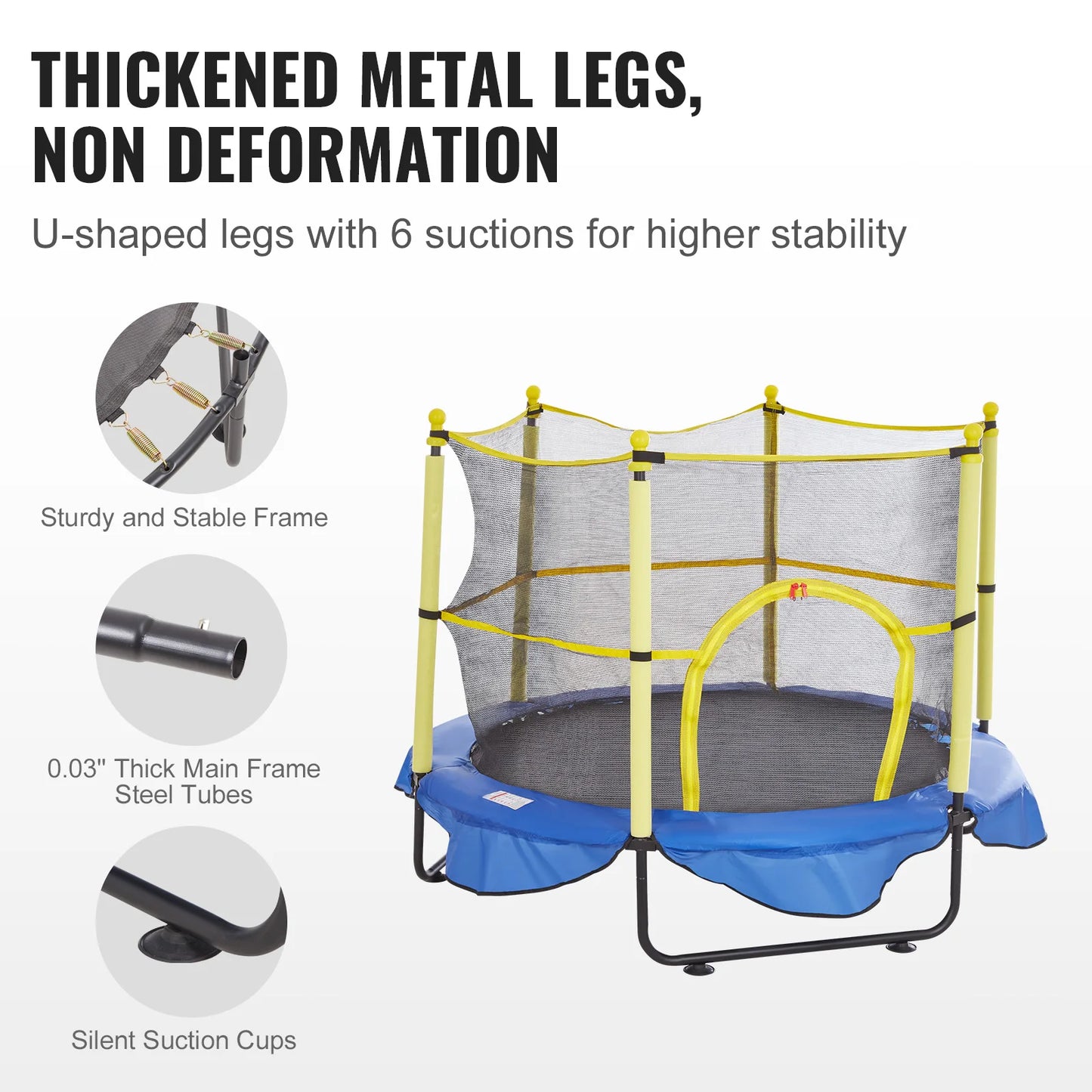 Trampoline With Safety Enclosure Net Indoor Outdoor For Kids