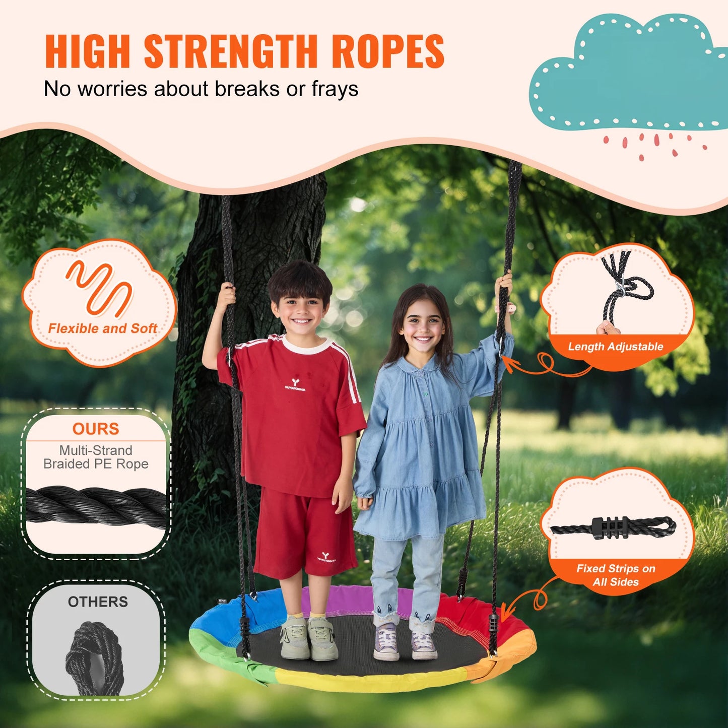 SucceBuy Saucer Tree Swing For Outdoor Family Fun And Convenience