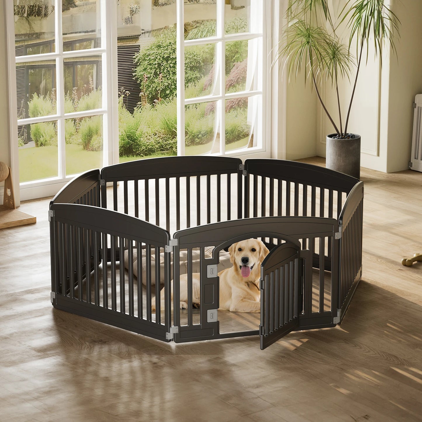 Plastic Dog Playpen For Indoor Outdoor Safe Space for Pets,  Folding Portable Expandable