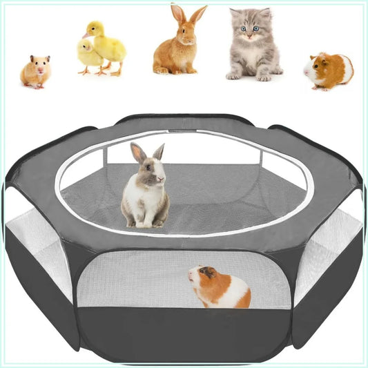 Small Animal Pop Up Playpen With Mesh Cover Indoor Outdoor