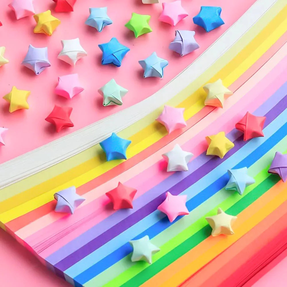 540 Sheets Rainbow Gradient Origami Paper, Double Sided Star Folding Strips for kids and family craft times.