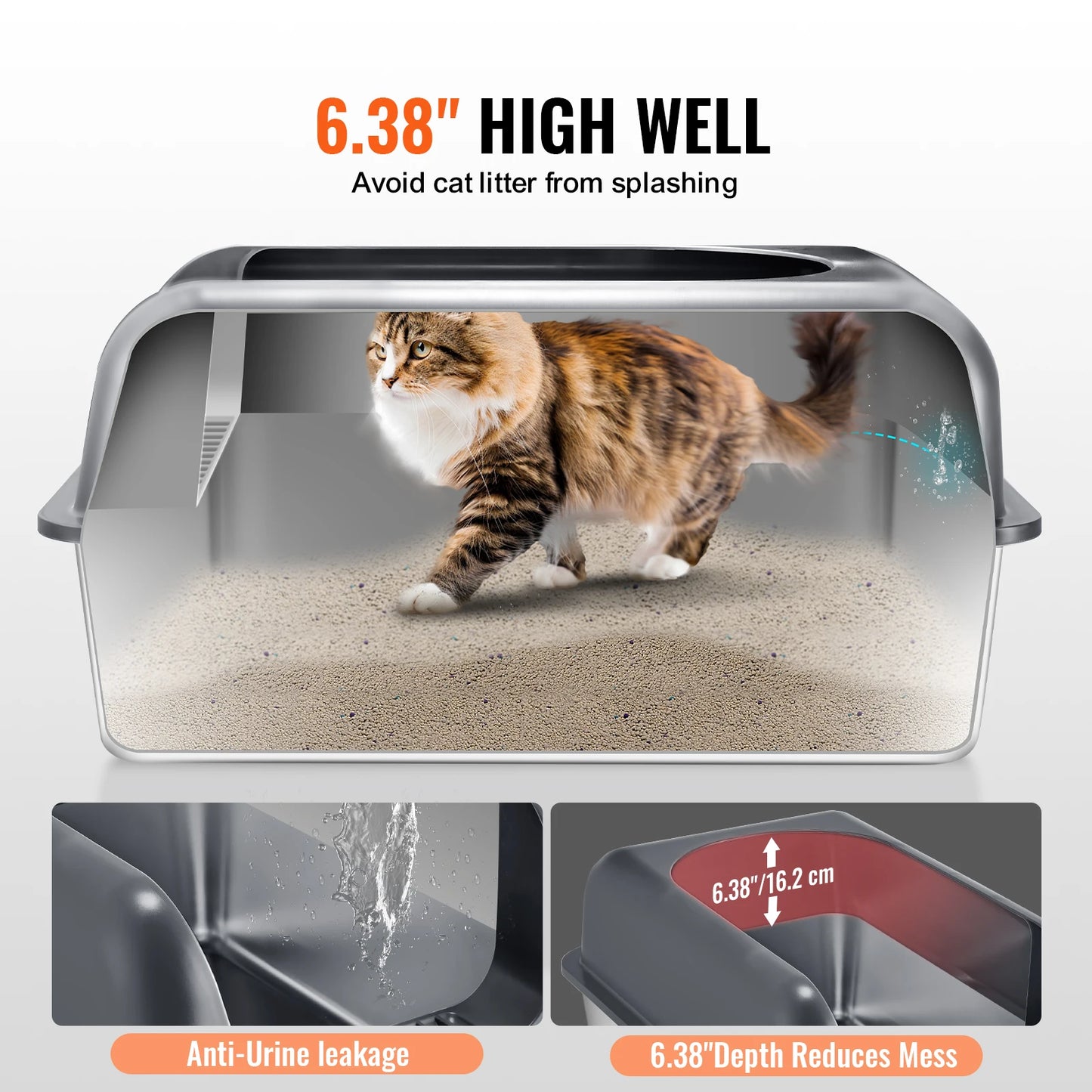 Stainless Steel Cat Litter Box With Scoop And Ramp