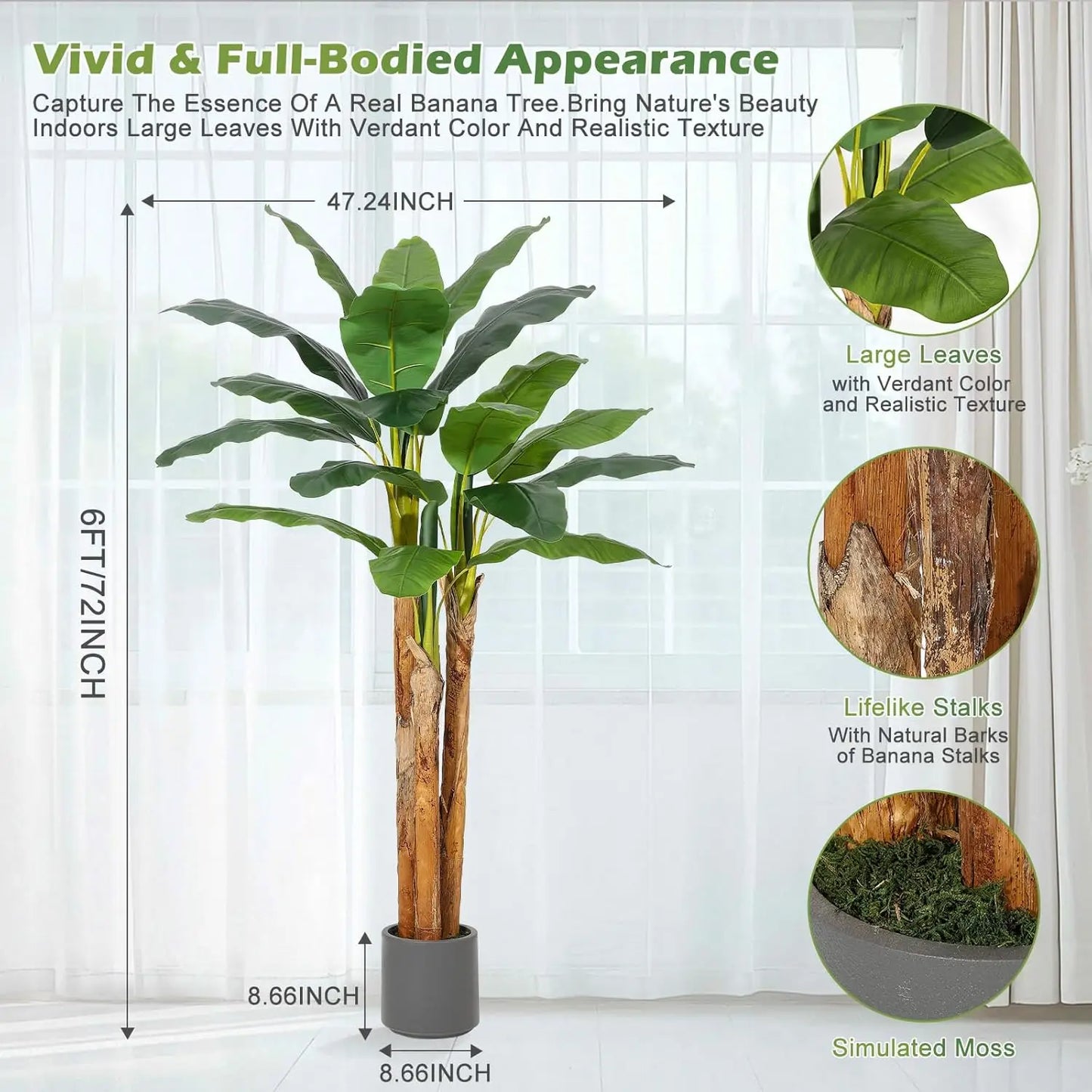 Large Banana Tree - Artificial Plant For Adding Green Spaces to Home and Office Decor