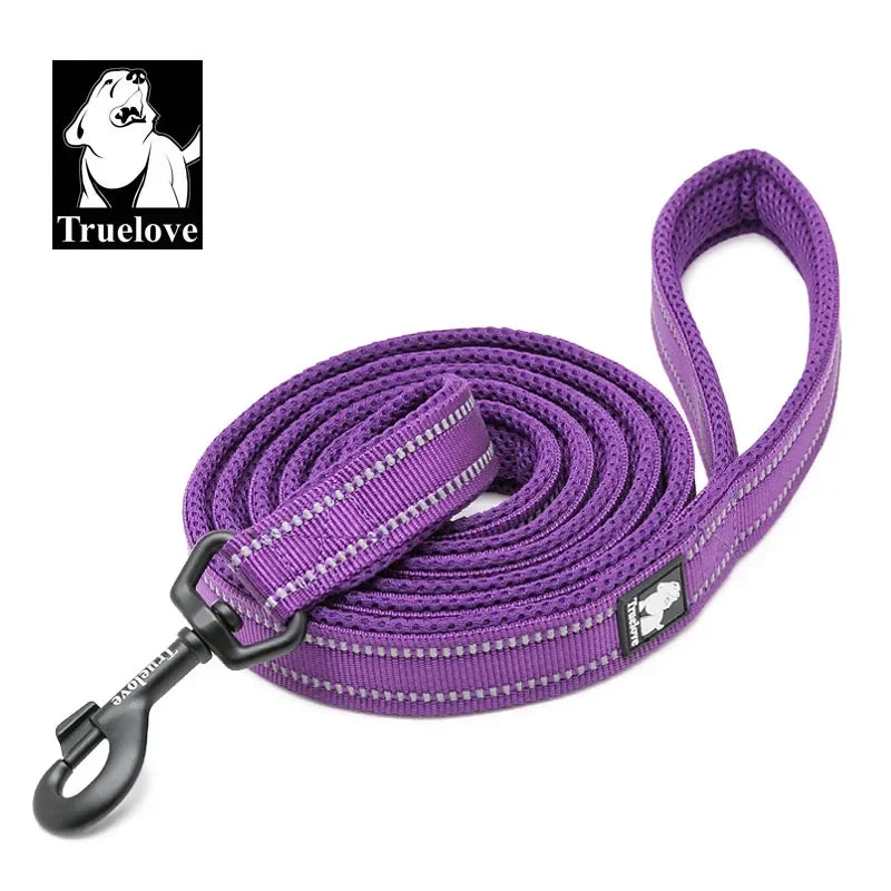 Soft Reflective Pet Leash of Nylon Mesh and Padded Handle for Safe and Comfortable Dog Walks