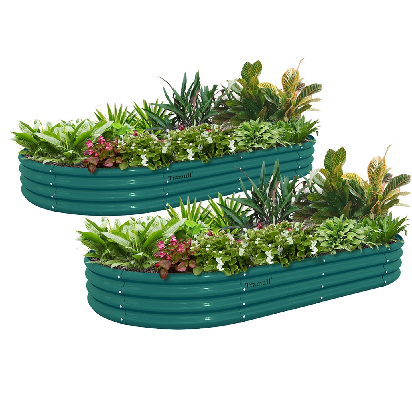 2 Pack 6x3x1FT Galvanized Raised Garden Bed Kit, Oval Metal Planter Box for Vegetables. Flowers, Herbs